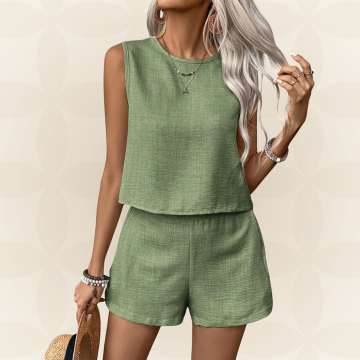 Linda - Ensemble d'été avec top sans manches et shorts
