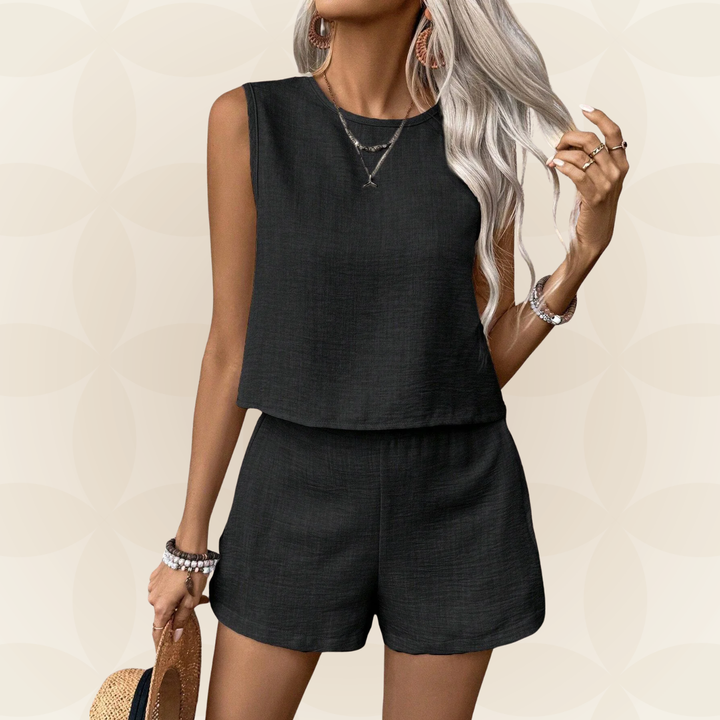 Linda - Ensemble d'été avec top sans manches et shorts