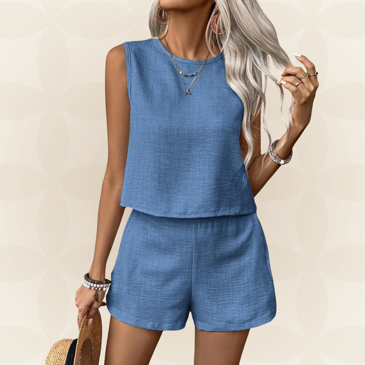 Linda - Ensemble d'été avec top sans manches et shorts