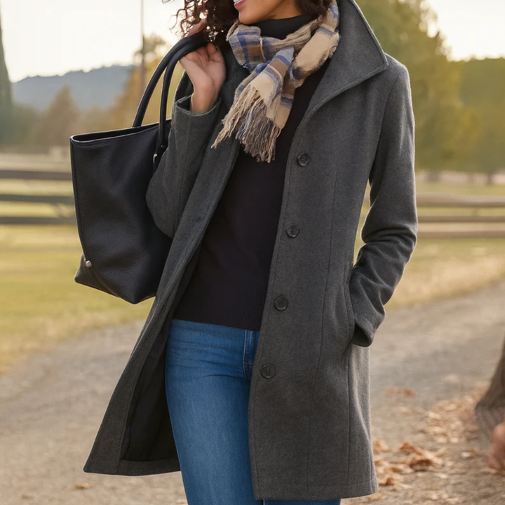 Serena | Manteau Long Classique avec Boutons
