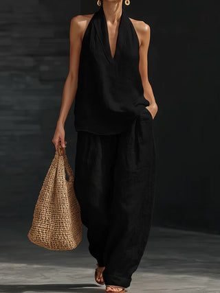 Ensemble sans manches et pantalon large