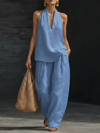 Ensemble sans manches et pantalon large