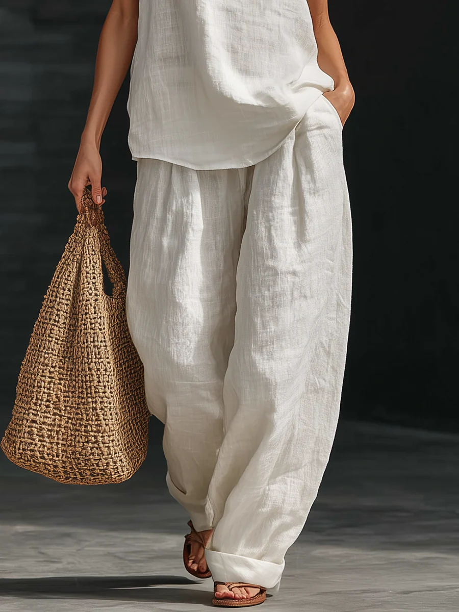 Ensemble sans manches et pantalon large