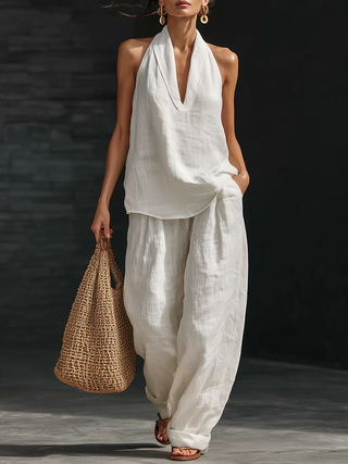 Ensemble sans manches et pantalon large