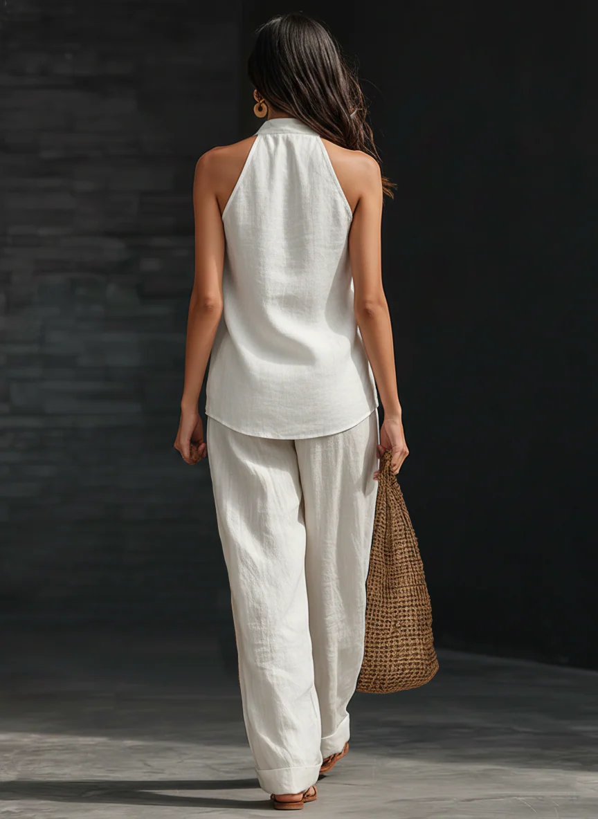 Ensemble sans manches et pantalon large
