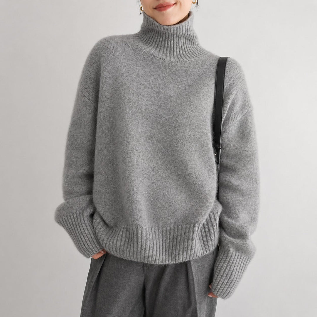 Lea - Pull à col roulé ample pour femme
