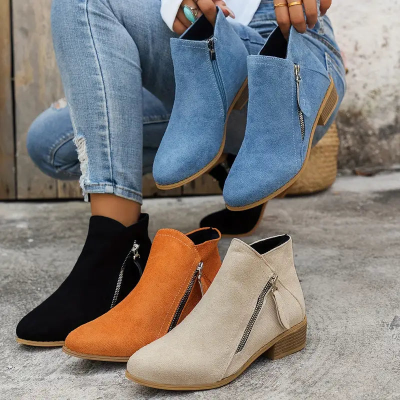 Bottes en daim tendance avec talon