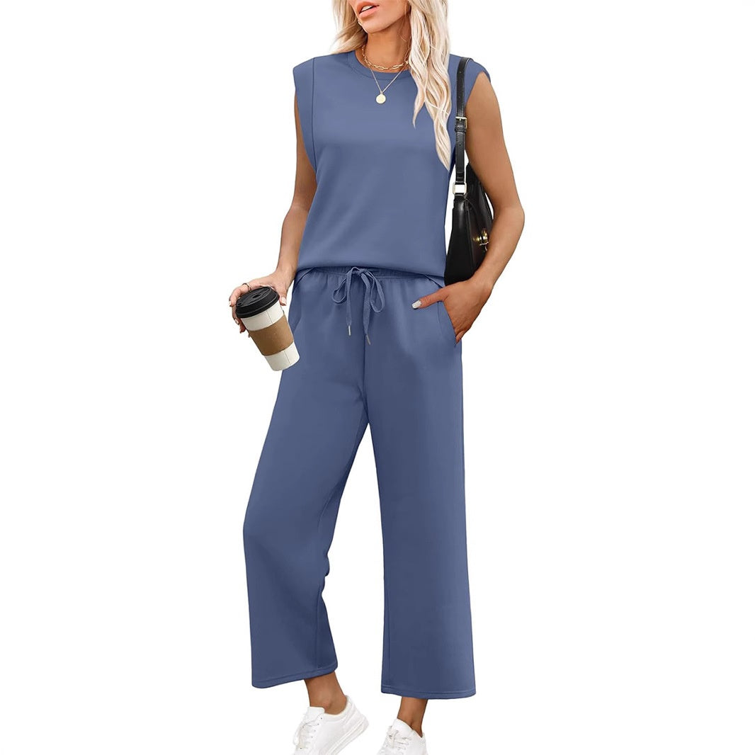 ROSEMARY | ENSEMBLE HAUT SANS MANCHES & PANTALON LARGE