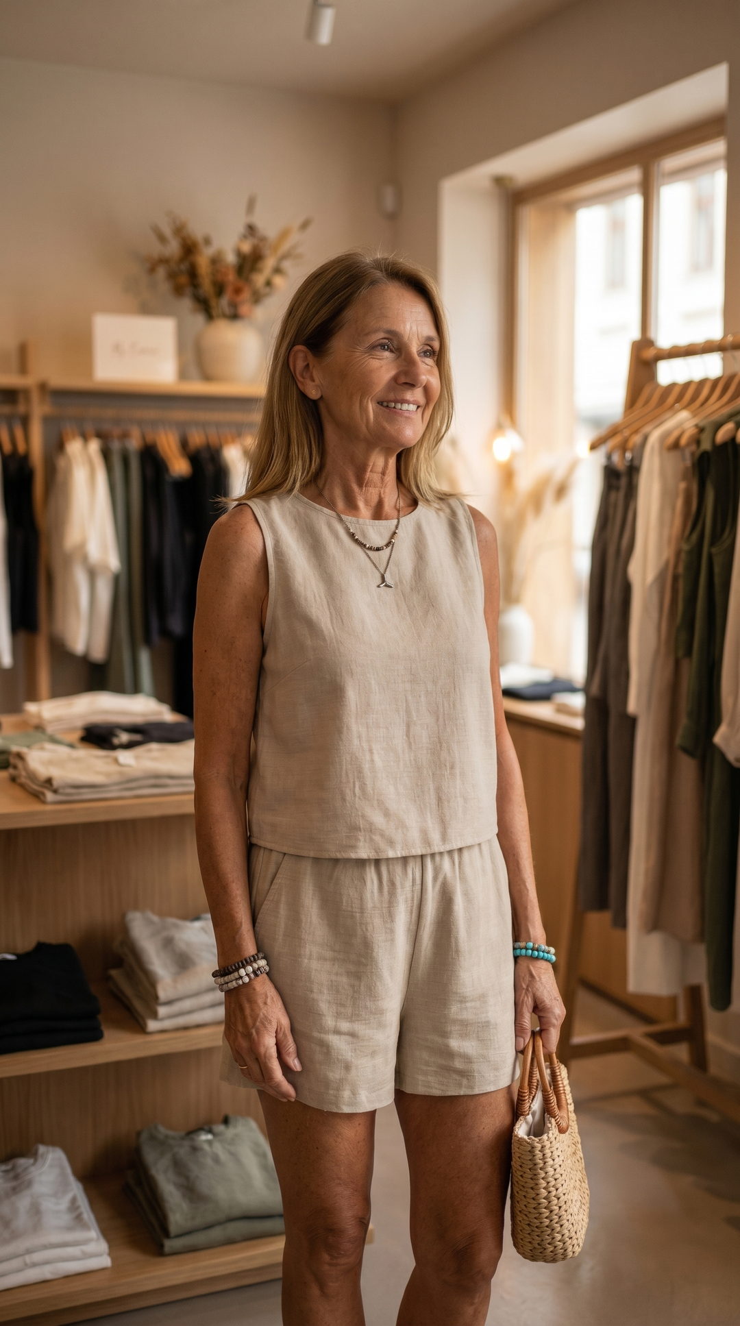 Linda - Ensemble d'été avec top sans manches et shorts