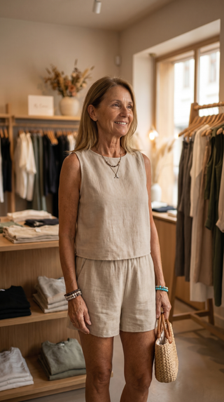 Linda - Ensemble d'été avec top sans manches et shorts